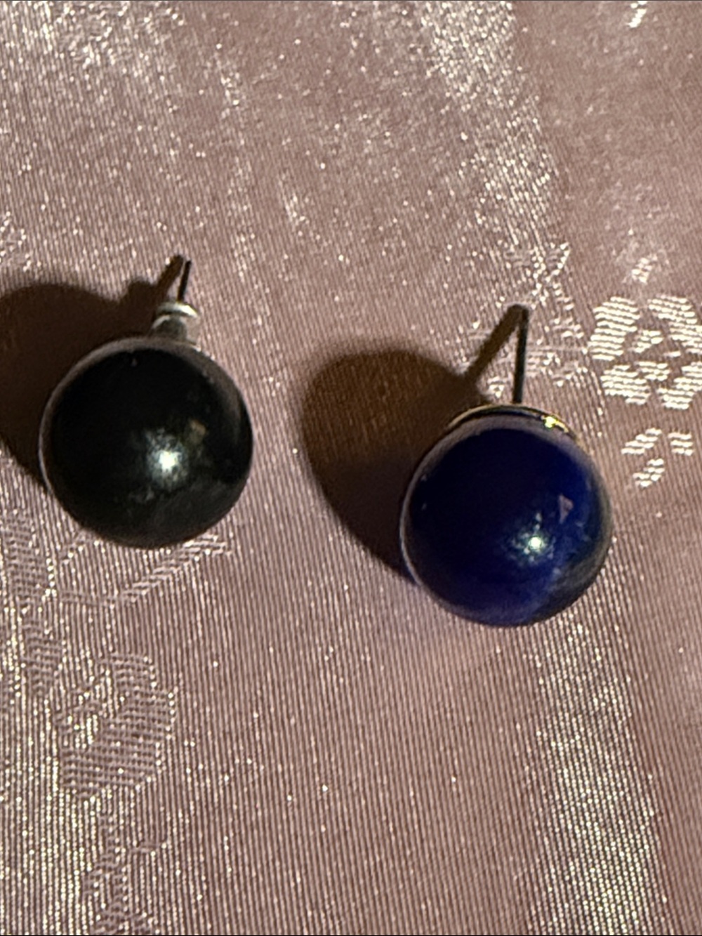 Blue Round Stud Earrings
